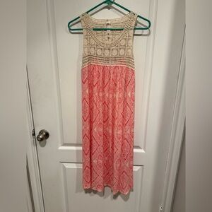 Maurice’s Sleeveless Dress crocheted neckline 100% rayon